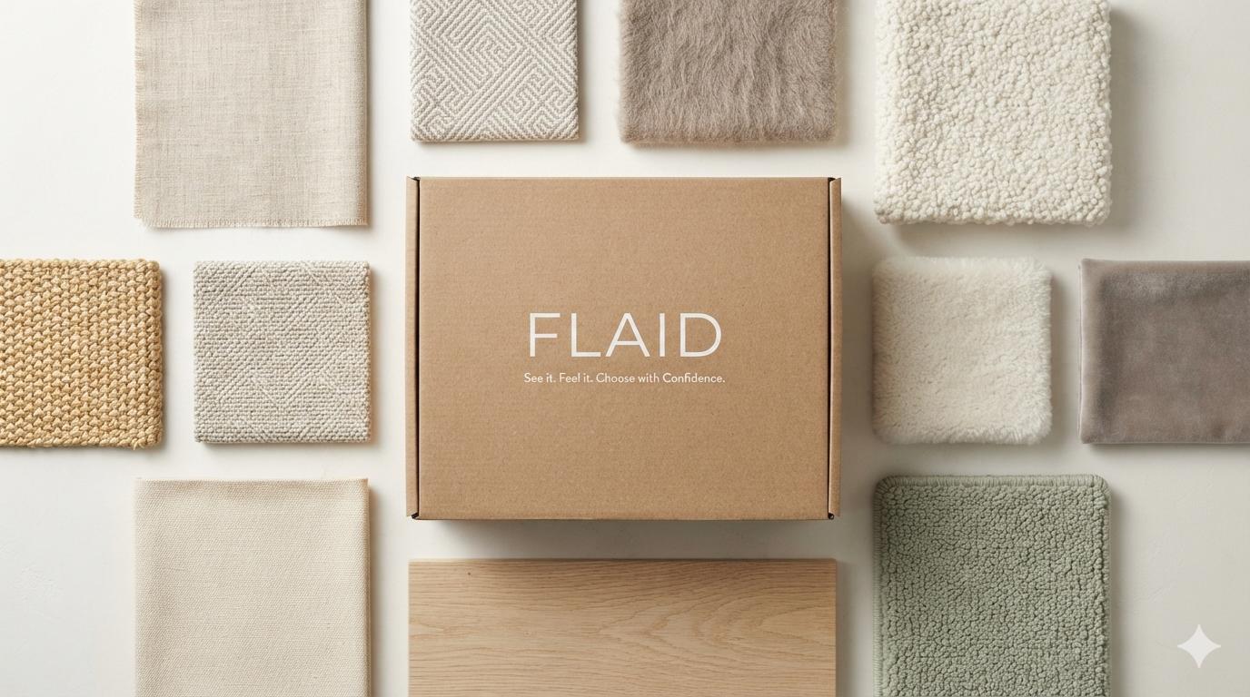 FLAID sample box met verschillende vloerkleedstalen